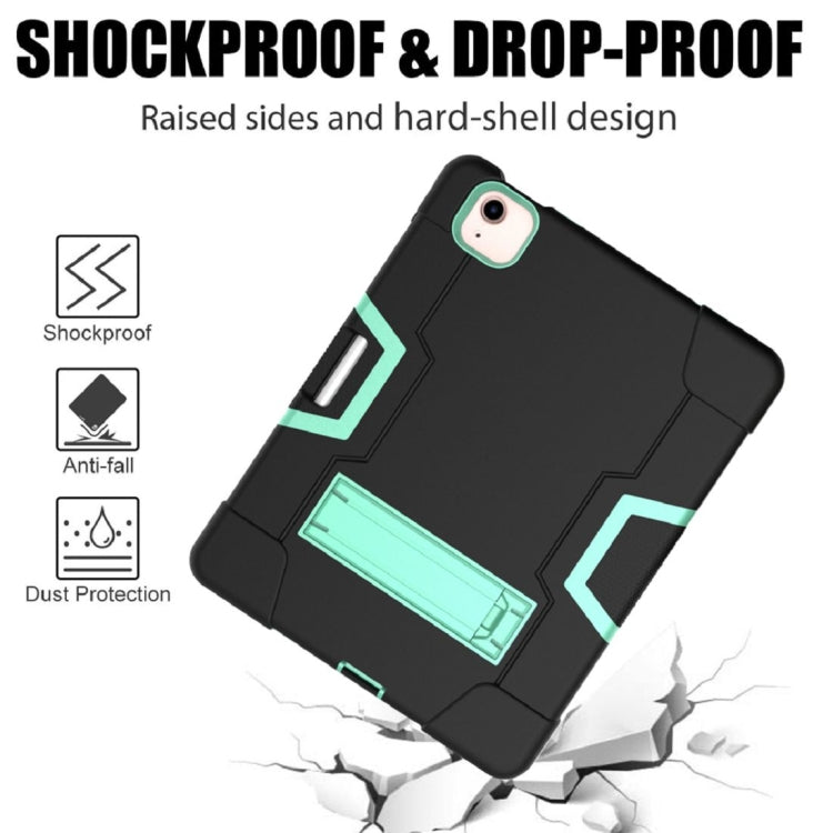 For iPad Air 2022 / 2020 10.9 Contrast Color Robot Shockproof Silicon + PC Protective Case with Holder & Pen Slot(Black + Mint Green) - iPad Air (2022) / (2020) 10.9 Cases by buy2fix | Online Shopping UK | buy2fix