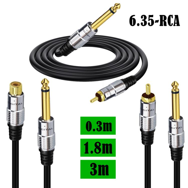 6.35mm Mono Plug Male to RCA Male Audio Adapter Cable for Ampfler, Speaker, Guitar, Length:1.8m(Black) - RCA Cable by buy2fix | Online Shopping UK | buy2fix
