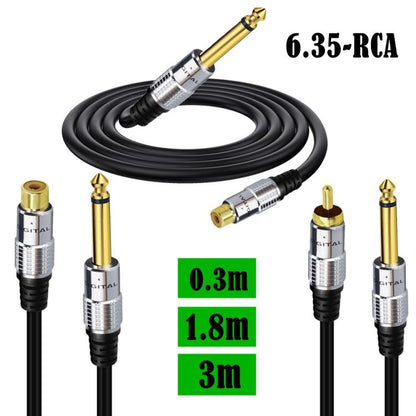 6.35mm Mono Plug Male to RCA Female Audio Adapter Cable for Ampfler, Speaker, Guitar, Length:3m(Black) - RCA Cable by buy2fix | Online Shopping UK | buy2fix