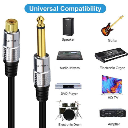 6.35mm Mono Plug Male to RCA Female Audio Adapter Cable for Ampfler, Speaker, Guitar, Length:3m(Black) - RCA Cable by buy2fix | Online Shopping UK | buy2fix