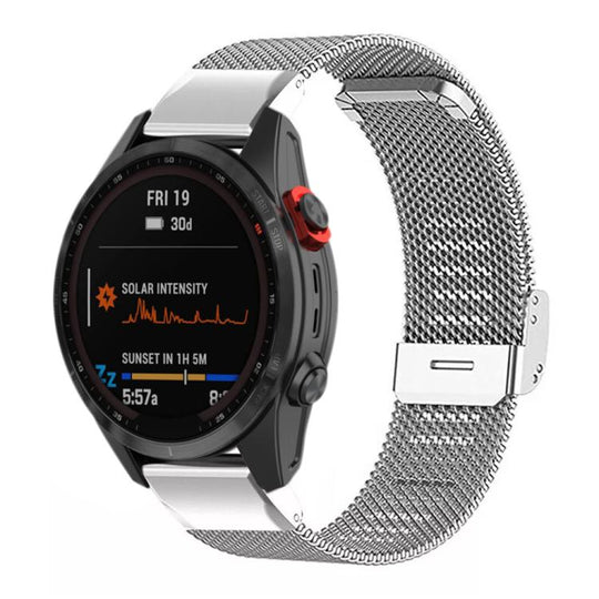 For Garmin Fenix 8/7X/6X/5X 26mm xDfind Milanese Metal Buckle Watch Band(Silver)