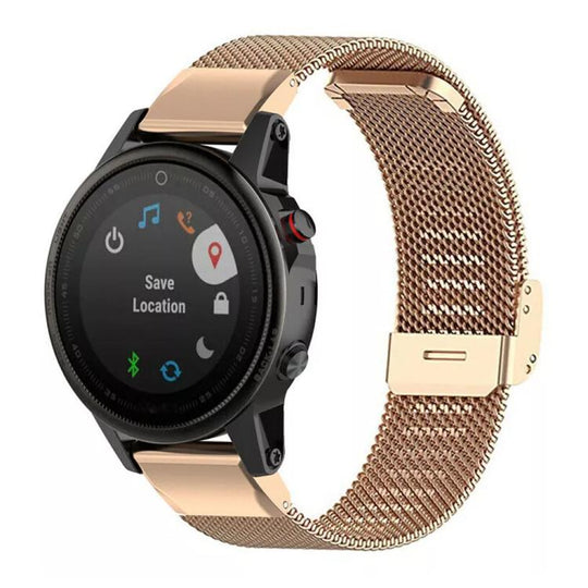 For Garmin Fenix 8/7/6/5 22mm xDfind Milanese Metal Buckle Watch Band(Rose Gold)