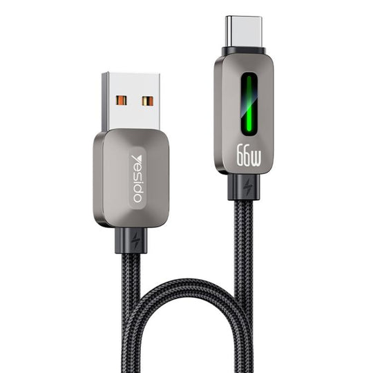 Yesido CA137C 66W USB to Type-C Streamer Light Data Cable, Length: 1.2m(Grey)