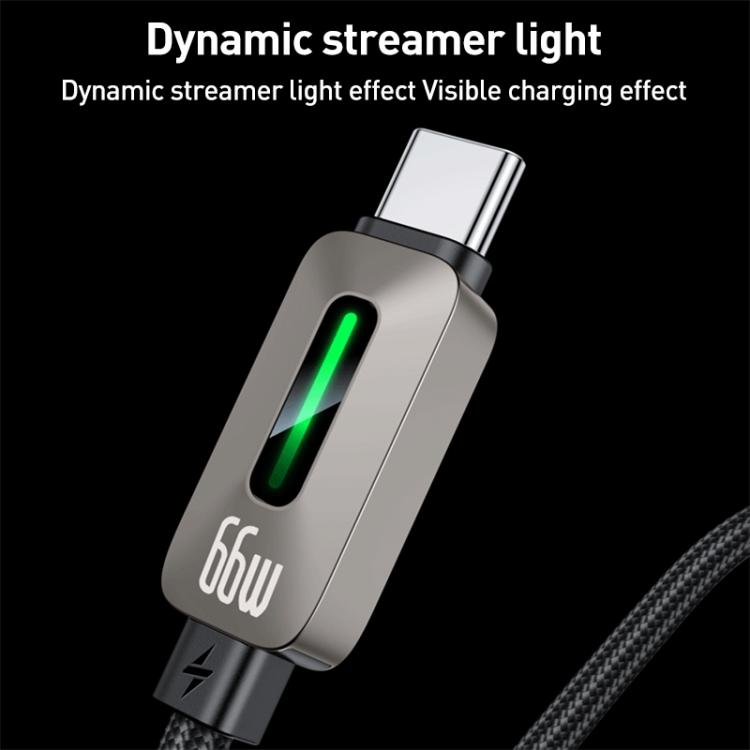 Yesido CA137C 66W USB to Type-C Streamer Light Data Cable, Length: 1.2m(Grey) - USB-C & Type-C Cable by Yesido | Online Shopping UK | buy2fix