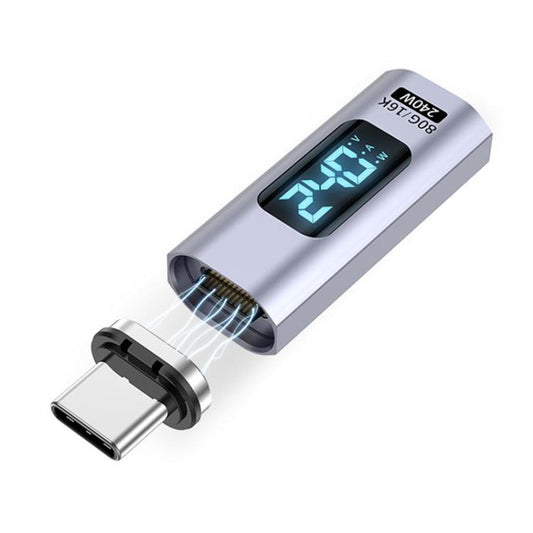 Type-C Male to Female PD240W 80Gbps 60K Digital Magnetic Suction Adapter, Style:Straight Head(Space Grey) - OTG Adapter by buy2fix | Online Shopping UK | buy2fix