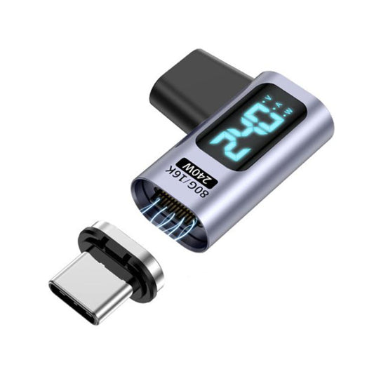 Type-C Male to Female PD240W 80Gbps 60K Digital Magnetic Suction Adapter, Style:Elbow Head(Space Grey) - OTG Adapter by buy2fix | Online Shopping UK | buy2fix