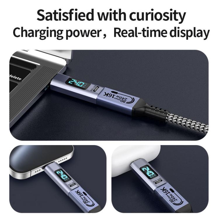 Type-C Male to Female PD240W 80Gbps 60K Digital Magnetic Suction Adapter, Style:Elbow Head(Space Grey) - OTG Adapter by buy2fix | Online Shopping UK | buy2fix