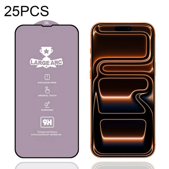 For iPhone 18 Pro Max / 17 Pro Max 25pcs 9H 0.4mm High Aluminum Large Arc Tempered Glass Film
