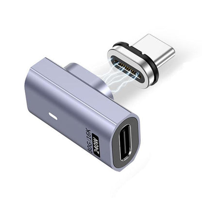 Type-C Male to Female PD240W 80Gbps 60K Magnetic Suction Adapter, Style:Side Elbow(Space Grey) - OTG Adapter by buy2fix | Online Shopping UK | buy2fix