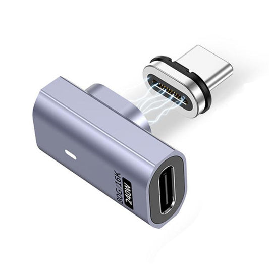 Type-C Male to Female PD240W 80Gbps 60K Magnetic Suction Adapter, Style:Side Elbow(Space Grey) - OTG Adapter by buy2fix | Online Shopping UK | buy2fix