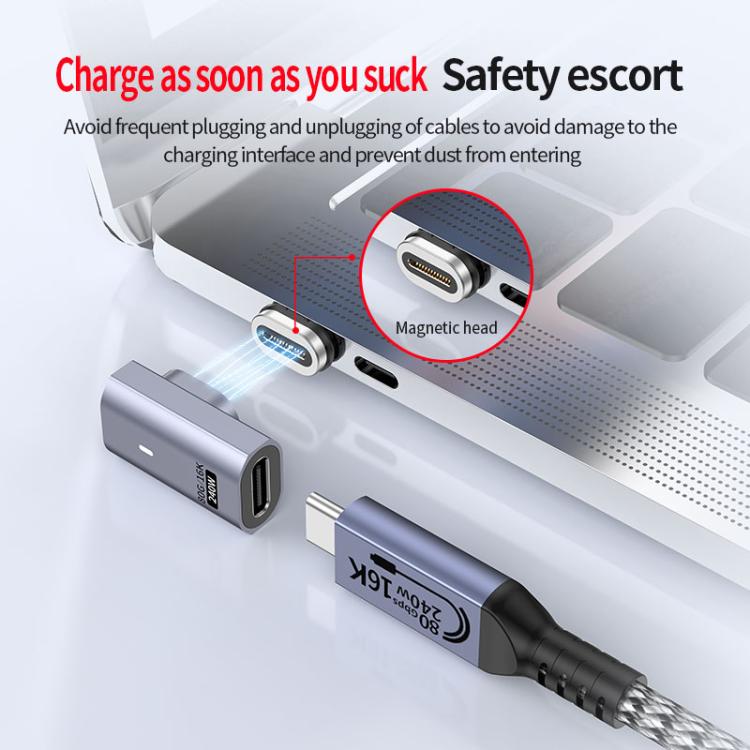 Type-C Male to Female PD240W 80Gbps 60K Magnetic Suction Adapter, Style:Straight Head(Space Grey) - OTG Adapter by buy2fix | Online Shopping UK | buy2fix