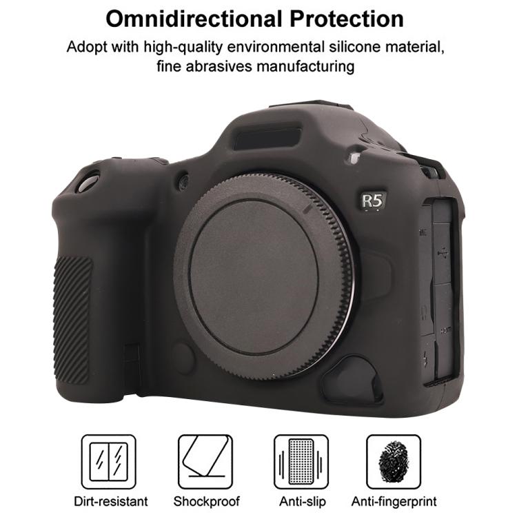 For Canon EOS R5 Mark II / R5II Glossy Soft Silicone Protective Case(Black) - Protective Case by buy2fix | Online Shopping UK | buy2fix