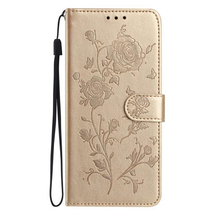 For iPhone Air Rose Flower Embossing Pattern Leather Phone Case(Gold) - iPhone Air Cases by buy2fix | Online Shopping UK | buy2fix