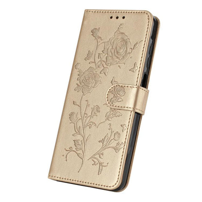 For iPhone Air Rose Flower Embossing Pattern Leather Phone Case(Gold) - iPhone Air Cases by buy2fix | Online Shopping UK | buy2fix