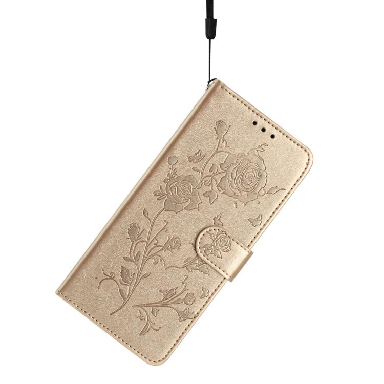 For iPhone Air Rose Flower Embossing Pattern Leather Phone Case(Gold) - iPhone Air Cases by buy2fix | Online Shopping UK | buy2fix
