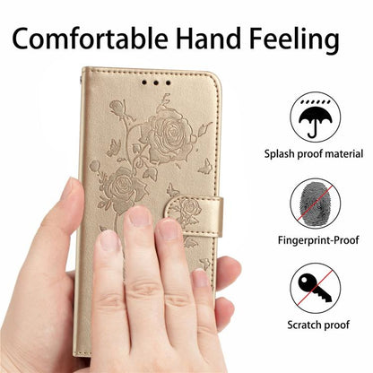 For iPhone Air Rose Flower Embossing Pattern Leather Phone Case(Gold) - iPhone Air Cases by buy2fix | Online Shopping UK | buy2fix