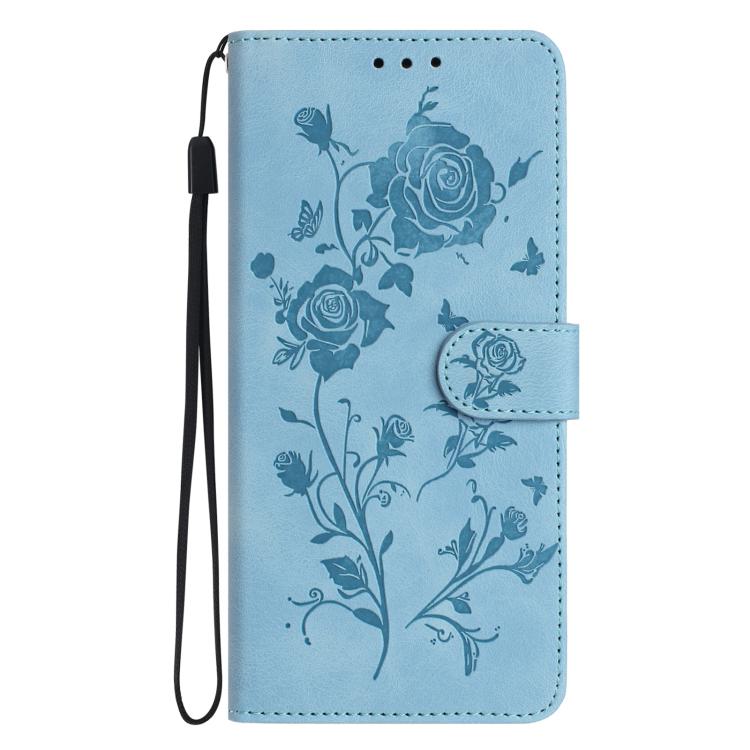 For iPhone Air Rose Flower Embossing Pattern Leather Phone Case(Sky Blue) - iPhone Air Cases by buy2fix | Online Shopping UK | buy2fix