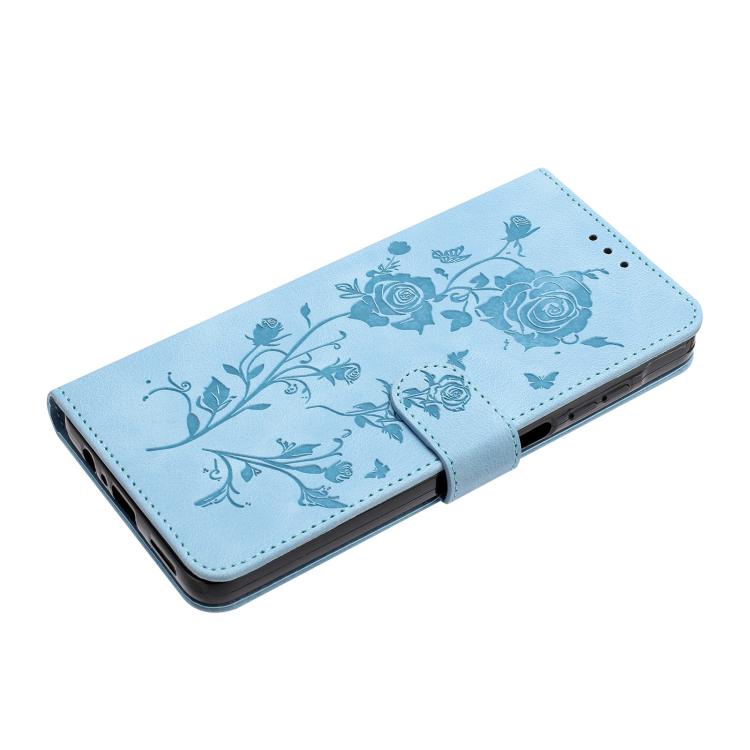 For iPhone Air Rose Flower Embossing Pattern Leather Phone Case(Sky Blue) - iPhone Air Cases by buy2fix | Online Shopping UK | buy2fix