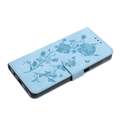 For iPhone Air Rose Flower Embossing Pattern Leather Phone Case(Sky Blue) - iPhone Air Cases by buy2fix | Online Shopping UK | buy2fix