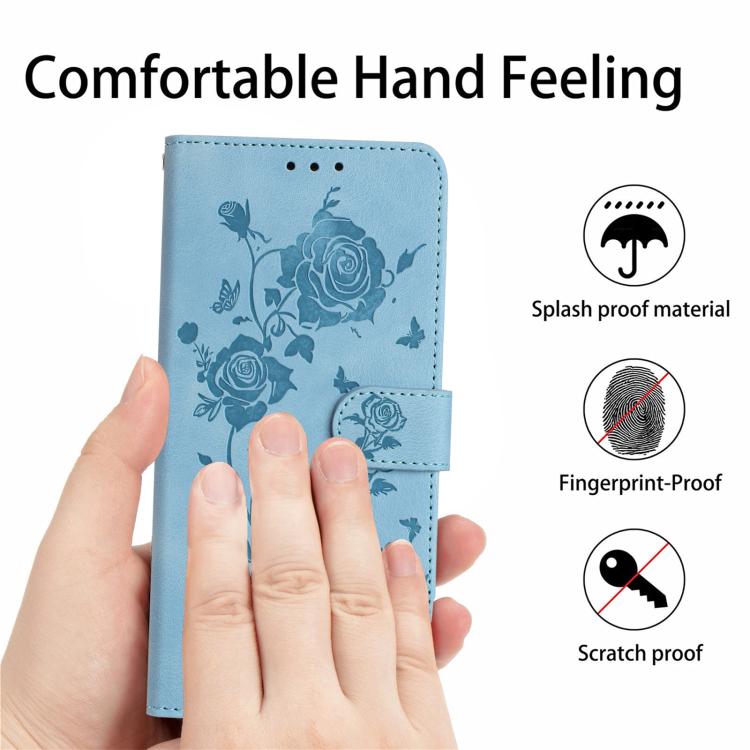 For iPhone Air Rose Flower Embossing Pattern Leather Phone Case(Sky Blue) - iPhone Air Cases by buy2fix | Online Shopping UK | buy2fix