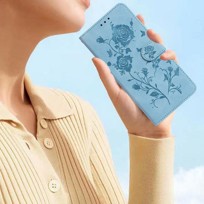 For iPhone Air Rose Flower Embossing Pattern Leather Phone Case(Sky Blue) - iPhone Air Cases by buy2fix | Online Shopping UK | buy2fix