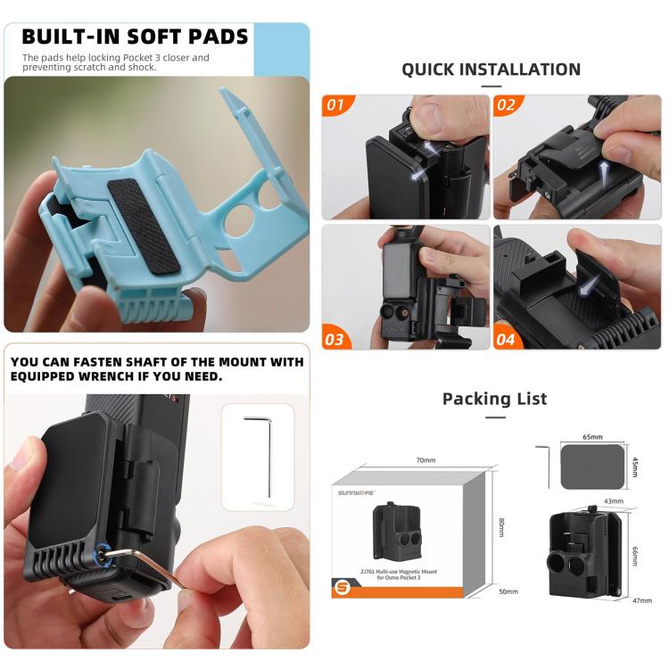 For DJI OSMO Pocket 3 Sunnylife Multifunctional Magnetic Mount Tabletop Base Bracket(Yellow) - Mount & Holder by Sunnylife | Online Shopping UK | buy2fix