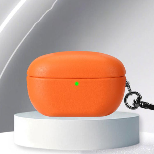 For Sony WF-1000XM5 Oily Leather Split Earphone Case(Hermes Orange)