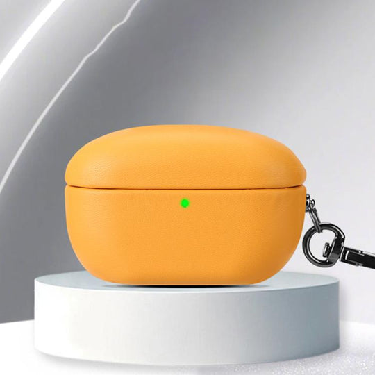 For Sony WF-1000XM5 Oily Leather Split Earphone Case(Lemon Yellow)