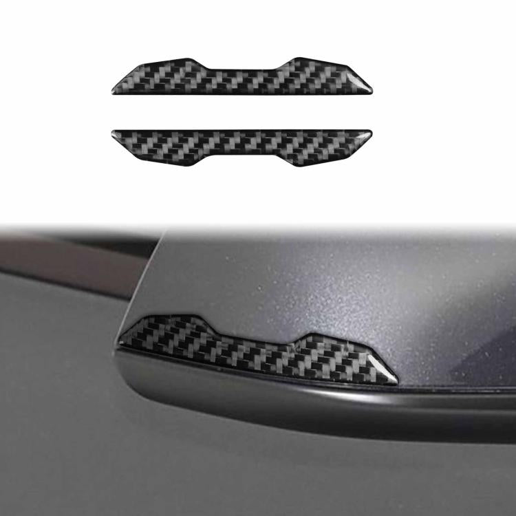 For Tesla Model 3 / Y / S / X 2pcs/Set Carbon Fiber Car Rearview Mirror Anti-collision Decorative Sticker, Left and Right Drive(Black) - Car Interior Mouldings by buy2fix | Online Shopping UK | buy2fix