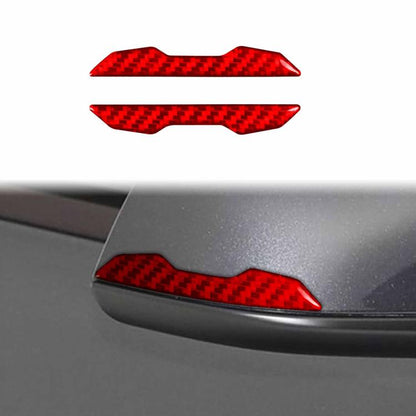 For Tesla Model 3 / Y / S / X 2pcs/Set Carbon Fiber Car Rearview Mirror Anti-collision Decorative Sticker, Left and Right Drive(Red) - Car Interior Mouldings by buy2fix | Online Shopping UK | buy2fix