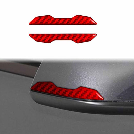 For Tesla Model 3 / Y / S / X 2pcs/Set Carbon Fiber Car Rearview Mirror Anti-collision Decorative Sticker, Left and Right Drive(Red) - Car Interior Mouldings by buy2fix | Online Shopping UK | buy2fix