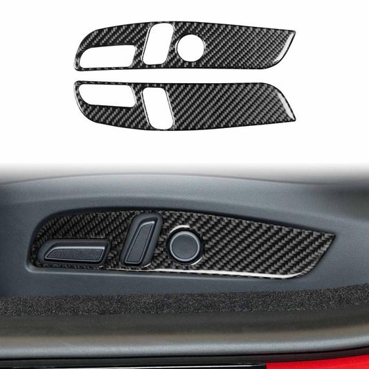 For Tesla Model 3 2023- 2pcs/Set Carbon Fiber Car Seat Adjustment Panel Decorative Sticker, Left Drive(Black) - Car Interior Mouldings by buy2fix | Online Shopping UK | buy2fix