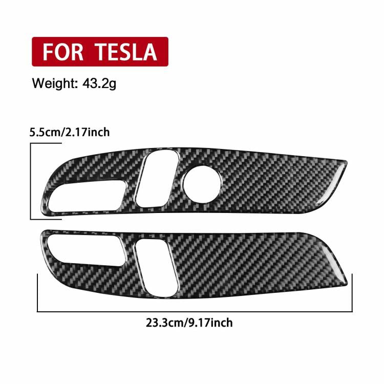 For Tesla Model 3 2023- 2pcs/Set Carbon Fiber Car Seat Adjustment Panel Decorative Sticker, Left Drive(Black) - Car Interior Mouldings by buy2fix | Online Shopping UK | buy2fix