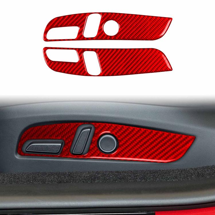 For Tesla Model 3 2023- 2pcs/Set Carbon Fiber Car Seat Adjustment Panel Decorative Sticker, Left Drive(Red) - Car Interior Mouldings by buy2fix | Online Shopping UK | buy2fix