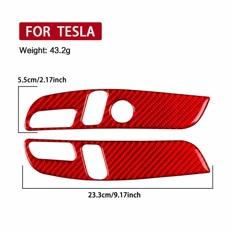 For Tesla Model 3 2023- 2pcs/Set Carbon Fiber Car Seat Adjustment Panel Decorative Sticker, Left Drive(Red) - Car Interior Mouldings by buy2fix | Online Shopping UK | buy2fix