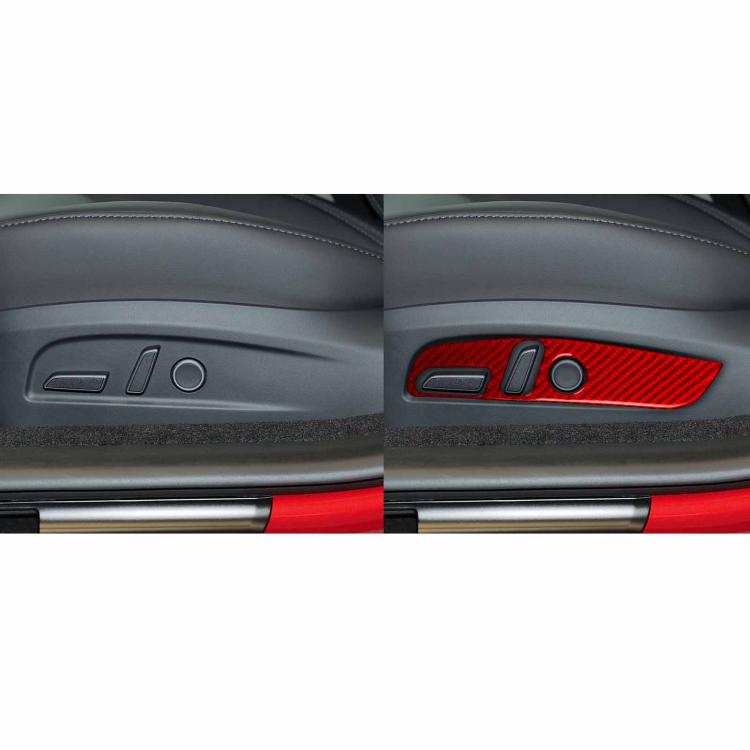 For Tesla Model 3 2023- 2pcs/Set Carbon Fiber Car Seat Adjustment Panel Decorative Sticker, Left Drive(Red) - Car Interior Mouldings by buy2fix | Online Shopping UK | buy2fix