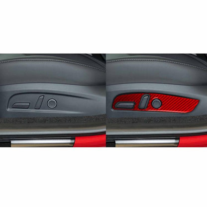 For Tesla Model 3 2023- 2pcs/Set Carbon Fiber Car Seat Adjustment Panel Decorative Sticker, Left Drive(Red) - Car Interior Mouldings by buy2fix | Online Shopping UK | buy2fix