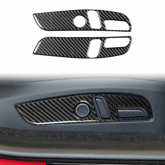 For Tesla Model 3 2023- 2pcs/Set Carbon Fiber Car Seat Adjustment Panel Decorative Sticker, Right Drive(Black) - Car Interior Mouldings by buy2fix | Online Shopping UK | buy2fix
