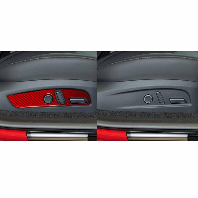 For Tesla Model 3 2023- 2pcs/Set Carbon Fiber Car Seat Adjustment Panel Decorative Sticker, Right Drive(Red) - Car Interior Mouldings by buy2fix | Online Shopping UK | buy2fix