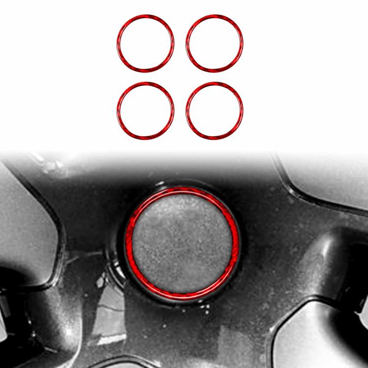 For Tesla Model 3 / Y 4pcs/Set Carbon Fiber Car Wheel Hub Decoration Ring, Left and Right Drive(Red) - Car Interior Mouldings by buy2fix | Online Shopping UK | buy2fix