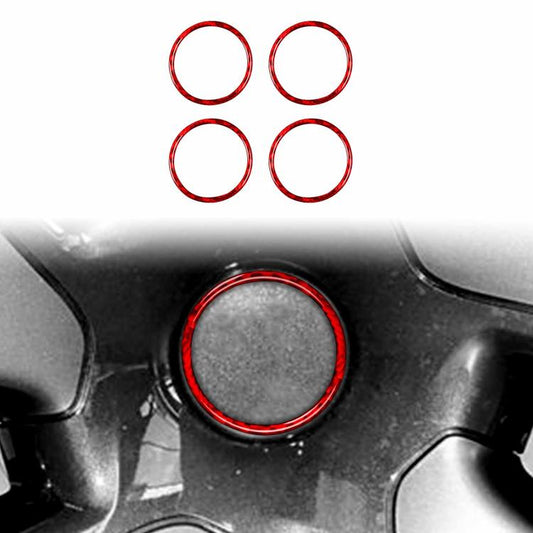 For Tesla Model 3 / Y 4pcs/Set Carbon Fiber Car Wheel Hub Decoration Ring, Left and Right Drive(Red) - Car Interior Mouldings by buy2fix | Online Shopping UK | buy2fix