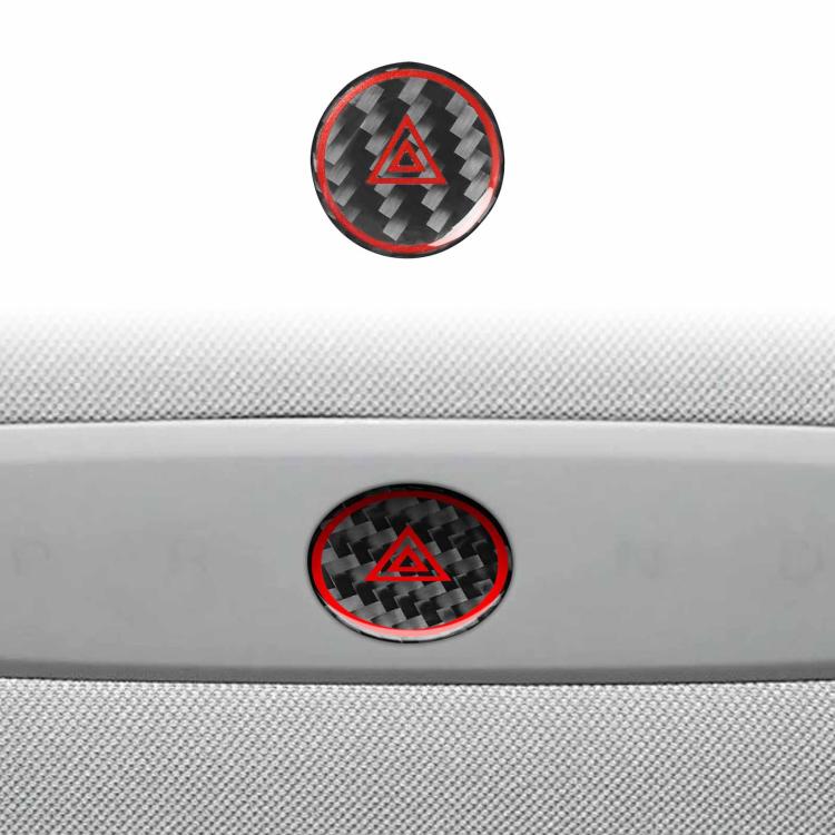 For Tesla Model 3 2023- Carbon Fiber Car Emergency Light Button with Label Decorative Sticker, Left and Right Drive(Black) - Car Interior Mouldings by buy2fix | Online Shopping UK | buy2fix