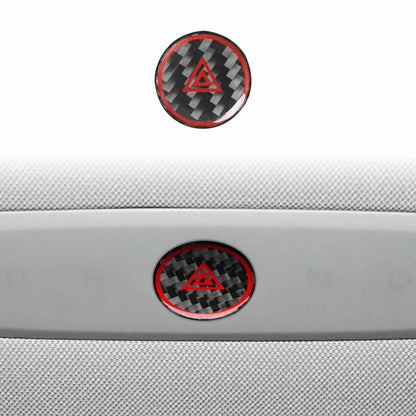 For Tesla Model 3 2023- Carbon Fiber Car Emergency Light Button with Label Decorative Sticker, Left and Right Drive(Black) - Car Interior Mouldings by buy2fix | Online Shopping UK | buy2fix