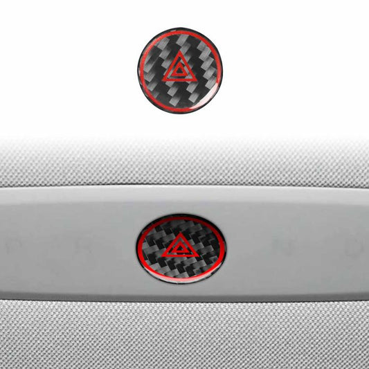 For Tesla Model 3 2023- Carbon Fiber Car Emergency Light Button with Label Decorative Sticker, Left and Right Drive(Black) - Car Interior Mouldings by buy2fix | Online Shopping UK | buy2fix