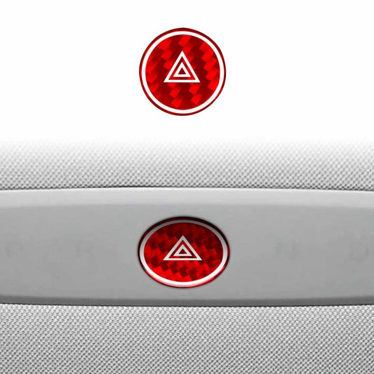 For Tesla Model 3 2023- Carbon Fiber Car Emergency Light Button with Label Decorative Sticker, Left and Right Drive(Red) - Car Interior Mouldings by buy2fix | Online Shopping UK | buy2fix