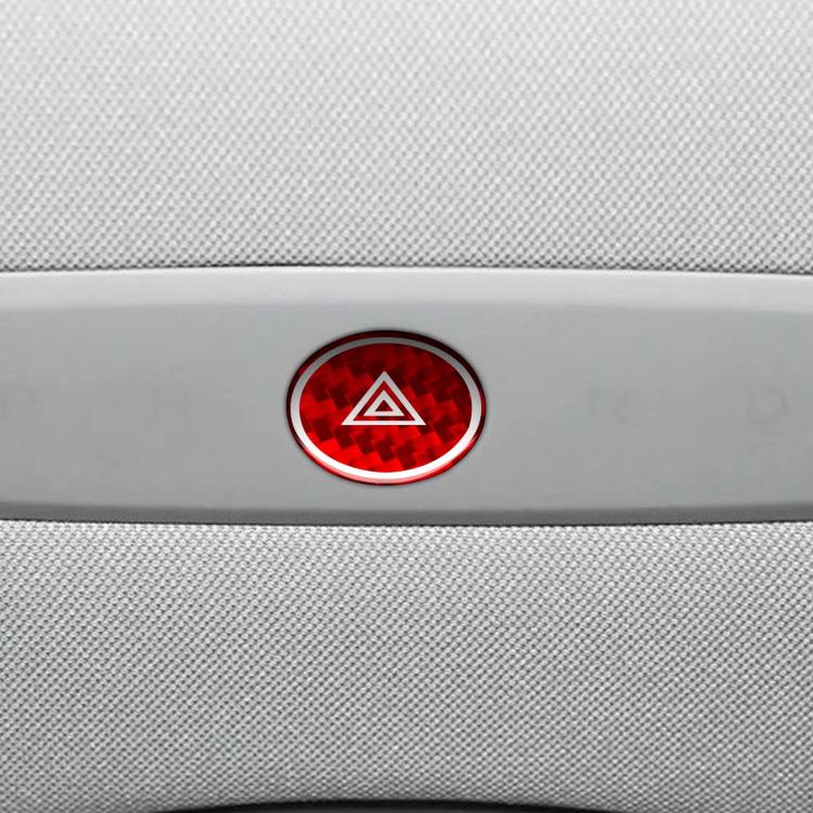 For Tesla Model 3 2023- Carbon Fiber Car Emergency Light Button with Label Decorative Sticker, Left and Right Drive(Red) - Car Interior Mouldings by buy2fix | Online Shopping UK | buy2fix
