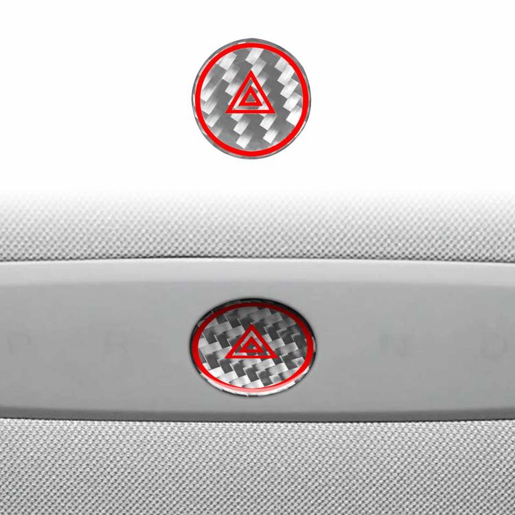 For Tesla Model 3 2023- Carbon Fiber Car Emergency Light Button with Label Decorative Sticker, Left and Right Drive(Silver) - Car Interior Mouldings by buy2fix | Online Shopping UK | buy2fix