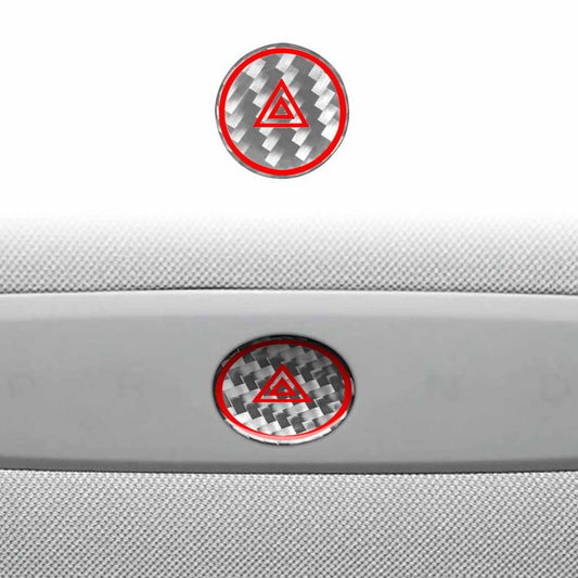 For Tesla Model 3 2023- Carbon Fiber Car Emergency Light Button with Label Decorative Sticker, Left and Right Drive(Silver) - Car Interior Mouldings by buy2fix | Online Shopping UK | buy2fix