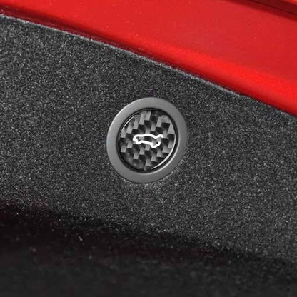 For Tesla Model 3 2023+ / Y New Edition 2025+ Carbon Fiber Car Trunk Button Decorative Sticker, Left and Right Drive(Black) - Car Interior Mouldings by buy2fix | Online Shopping UK | buy2fix