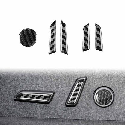 For Tesla Model 3 2023- 5pcs/Set Carbon Fiber Car Seat Adjustment Button Decorative Sticker, Left and Right Drive(Black) - Car Interior Mouldings by buy2fix | Online Shopping UK | buy2fix